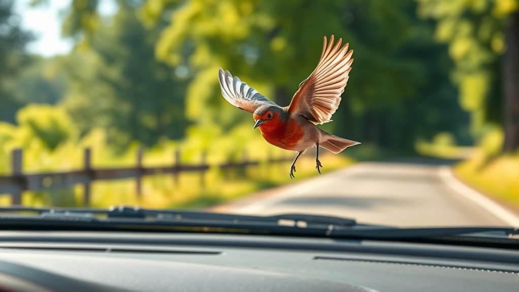 unexpected road bird encounter